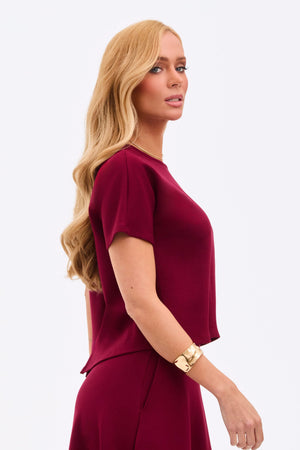 Blusa Ampla Manga Curta Comfort Office Marsala