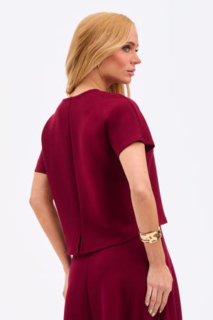 Blusa Ampla Manga Curta Comfort Office Marsala
