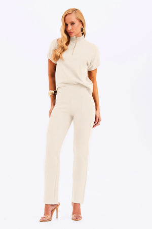 Blusa Estruturada com Zíper Comfort Office Nude