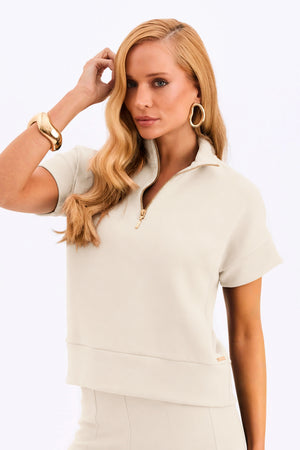 Blusa Estruturada com Zíper Comfort Office Nude