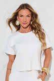 Blusa Ampla Manga Curta Comfort Office Off White