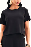 Blusa Ampla Manga Curta Comfort Office Preta
