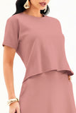 Blusa Ampla Manga Curta Comfort Office Rosé