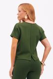 Blusa Ampla Manga Curta Comfort Office Verde