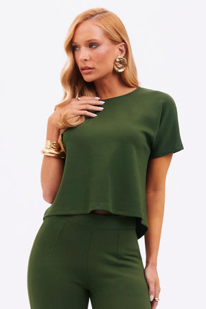 Blusa Ampla Manga Curta Comfort Office Verde