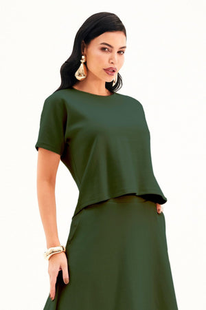 Blusa Ampla Manga Curta Comfort Office Verde