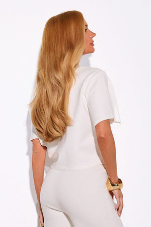 Blusa Detalhe Zíper Comfort Office Off White