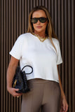Blusa Ampla Manga Curta Comfort Office Off White