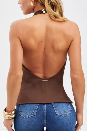 Blusa Curve Frente Única Degagê Coffee