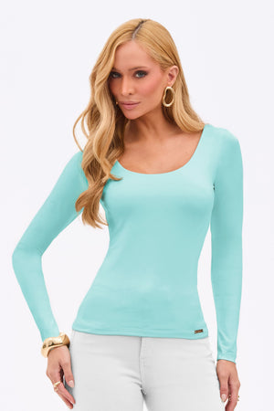 Blusa Manga Longa Curve Aqua
