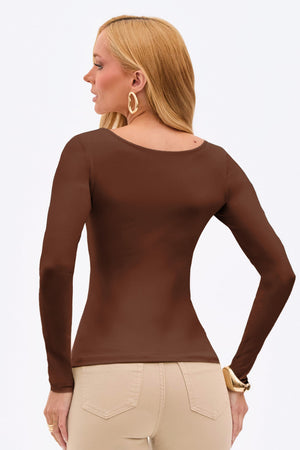 Blusa Manga Longa Curve Coffee
