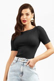 Blusa Canelada Premium Decote Canoa Preta