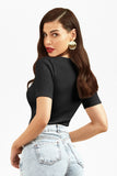 Blusa Canelada Premium Decote Canoa Preta