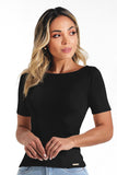 Blusa Canelada Premium Decote Canoa Preta