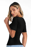 Blusa Canelada Premium Decote Canoa Preta