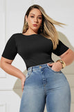 Blusa Canelada Premium Decote Canoa Preta