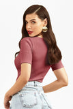 Blusa Canelada Premium Decote Canoa Rose