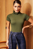 Blusa Canelada Premium Gola Alta Verde