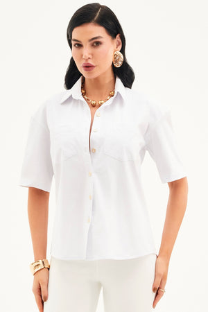 Camisa Impermeável Manga Curta Branca