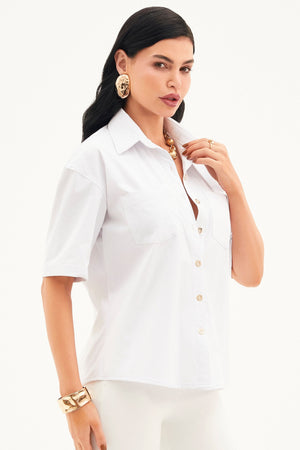Camisa Impermeável Manga Curta Branca