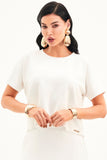 Blusa Ampla Manga Curta Comfort Office Off White
