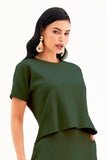 Blusa Ampla Manga Curta Comfort Office Verde
