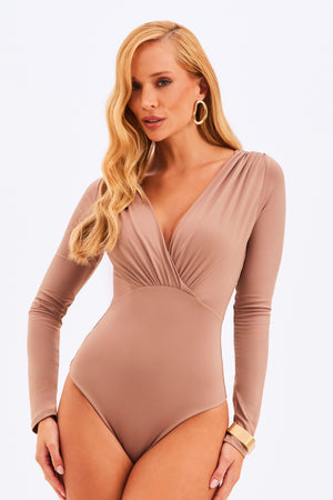 Body Decote Transpassado Manga Longa Curve Fendi