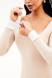 Body Dupla Face Manga Longa Branco com Nude