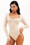 Body Dupla Face Manga Longa Branco com Nude