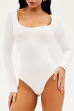 Body Dupla Face Manga Longa Branco com Nude
