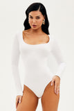 Body Dupla Face Manga Longa Branco com Nude