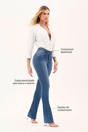 Calça Jeans Modeladora Inesquecível Boot Cut Cós Médio