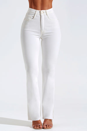 Calça Jeans Modeladora Reta Cós Alto Off White