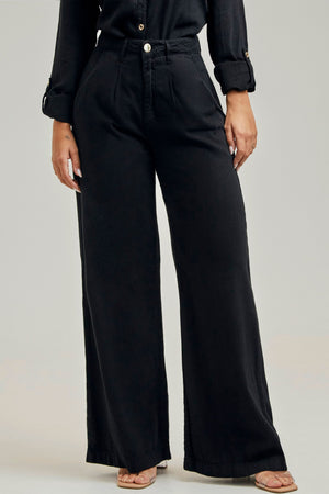 Calça Pantalona de Linho Térmico Dunas Preta