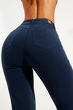 Calça Jeans Modeladora Azul Marinho Reta Cós Alto