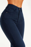 Calça Jeans Modeladora Azul Marinho Reta Cós Alto