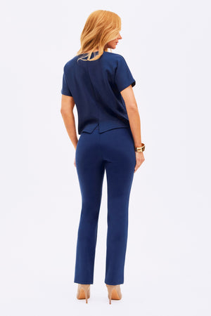 Calça Reta Comfort Office Azul