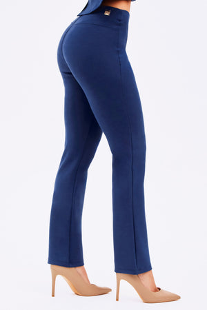 Calça Reta Comfort Office Azul