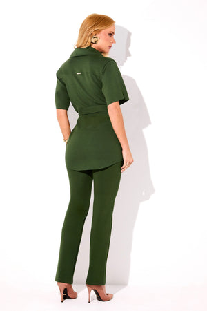 Calça Reta Comfort Office Verde