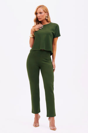 Calça Reta Comfort Office Verde