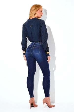 Calça Jeans Skinny Modeladora Curva dos Sonhos Cintura Média
