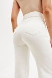 Calça Jeans de Rica Tecnológica Wide Leg Off White Cós Super Alto