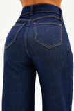Calça Jeans de Rica Tecnológica Wide Leg Cós Super Alto