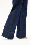 Calça Jeans de Rica Tecnológica Wide Leg Cós Super Alto