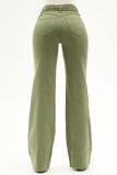 Calça Jeans de Rica Tecnológica Wide Leg Verde Militar Cós Alto