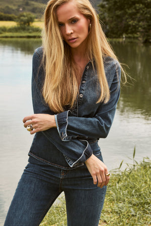 Camisa Jeans com Botões Ocultos Dry Comfort