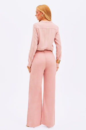 Calça Pantalona de Linho Dunas Rosa