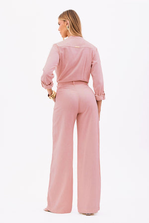Calça Pantalona de Linho Dunas Rosa