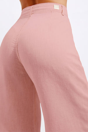 Calça Pantalona de Linho Dunas Rosa