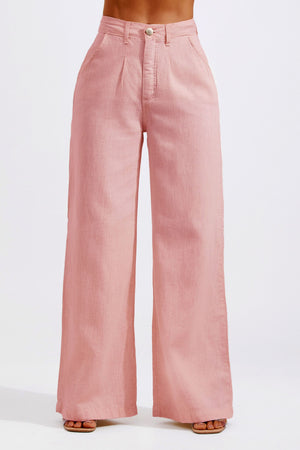 Calça Pantalona de Linho Dunas Rosa